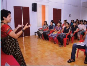 Mrs. Elizaba Kurian, Associate Director, CREDAI, Kochi engaging a session on Communication skills.