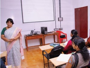 An interactive session on "Communicating effectively in English" by Mrs. Sheela Abraham, Journalism and Communication Faculty to a number of institutions and Director, SNEHAM.